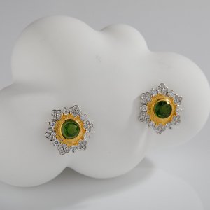 925 Sterling Silver Earrings Inlaid With Natural Multi-Colored Gemstones